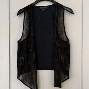 Black Sheer Beaded Vest